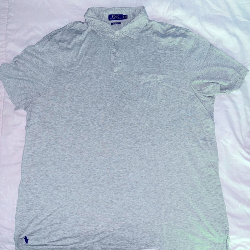 Ralph Lauren Gray Polo Shirt with Pocket. Size 2XL. Slim Fit.